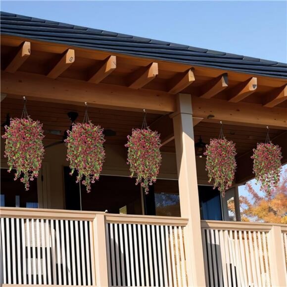 Fake Artificial Flowers with Hanging Basket for Outdoor Fall Decoration - Picture 6 of 7